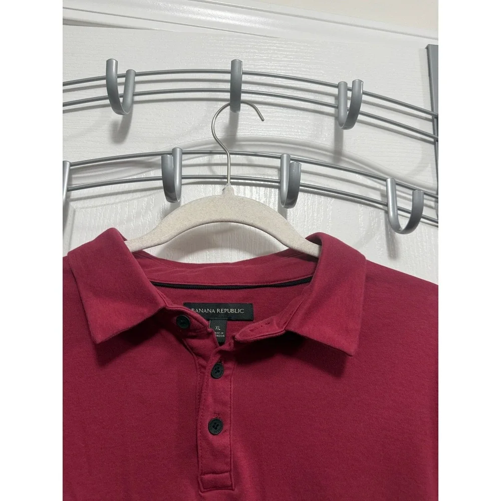 Banana Republic Mens Red Short Sleeve Collared Polo Shirt Size XL‎